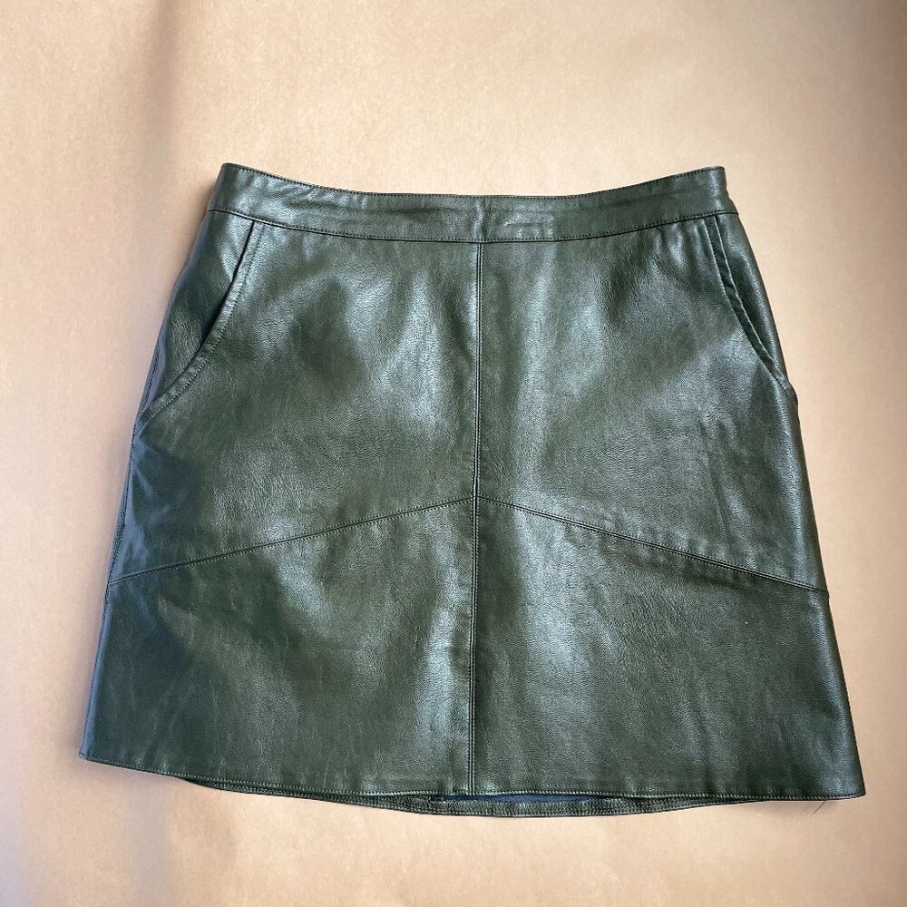 Vegan Leather Mini Skirt - Green